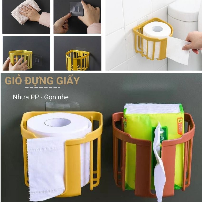 Giỏ đựng giấy vệ sinh và vật dụng nhỏ trên tường giỏ treo tường miếng dán chắc chắn chịu lực tốt nhựa PP an toàn Angola