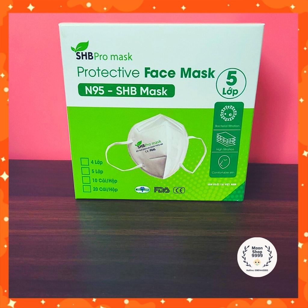 Khẩu trang N95, khẩu trang y tế kháng khuẩn, không van, SHB pro mask, màu trắng, chống nắng, lọc bụi mịn - Hàng cao cấp