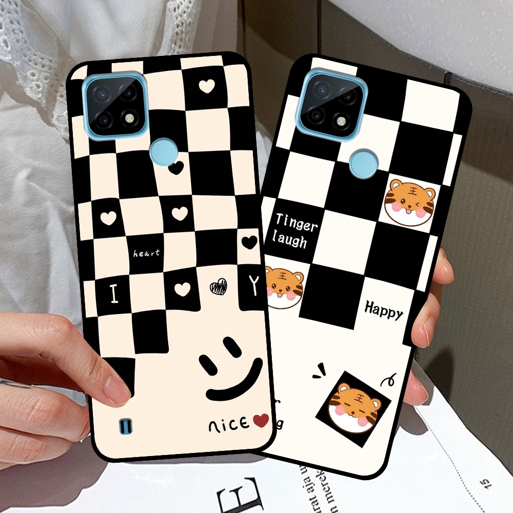 Ốp Realme C21 / C21Y / C25 / C25s / C25Y in hình sọc caro, họa tiết đen trắng dễ thương
