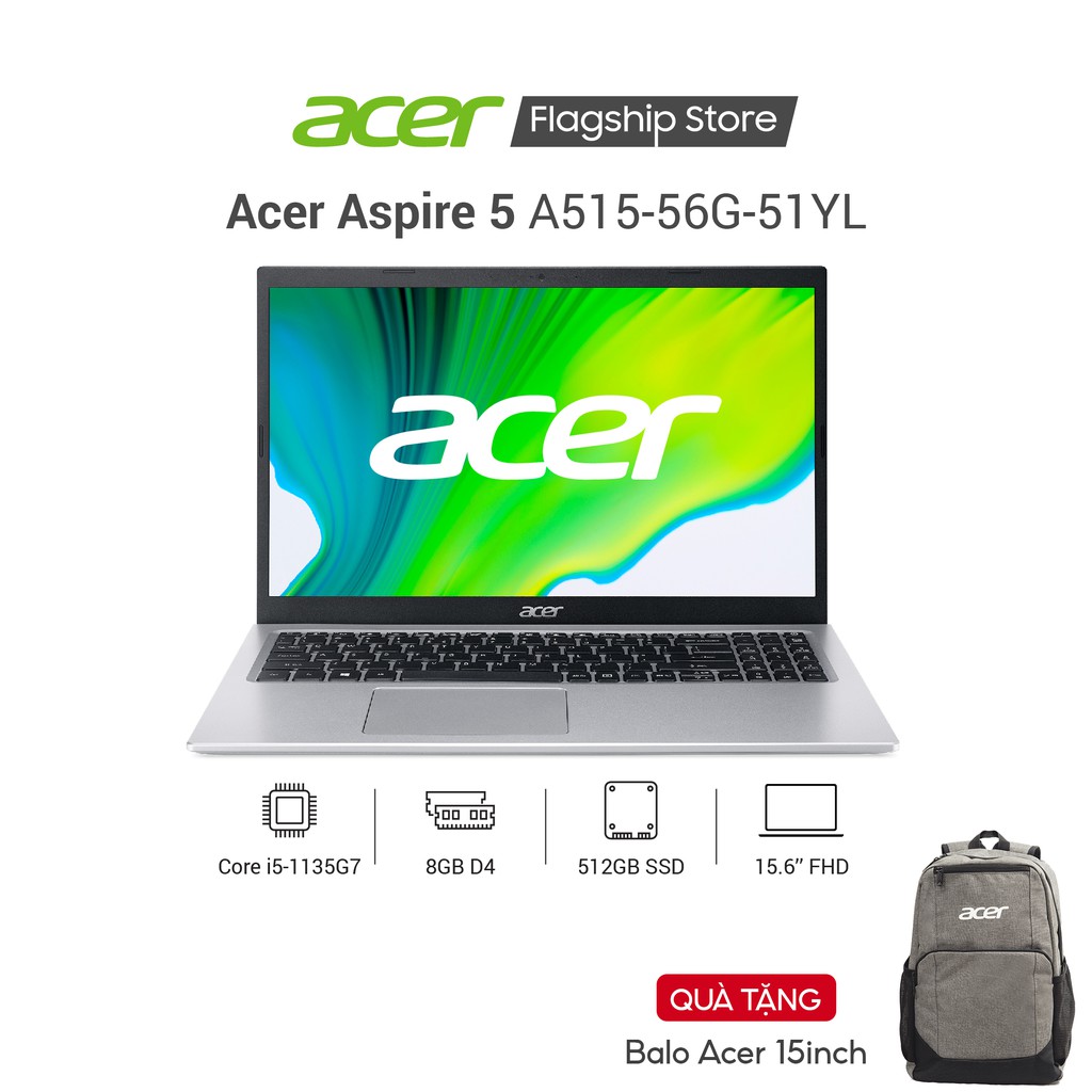 Laptop Acer Aspire 5 A515-56G-51YL i5-1135G7 8GB 512GB VGA 2GB 15.6'' FHD Win 10