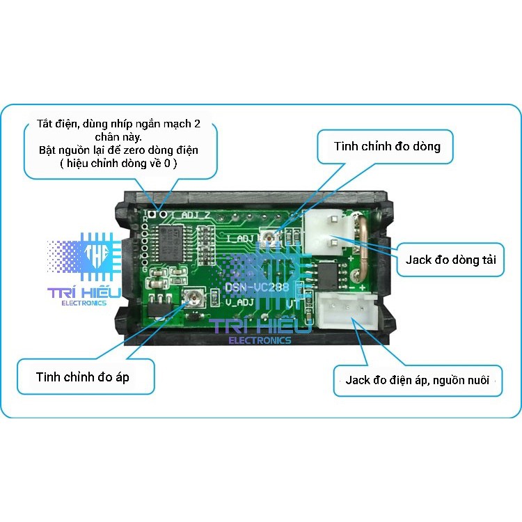 Đồng Hồ Đo Dòng Áp Vôn Ampe 0-100V 1/10/50/100A Led 0.56 Inch