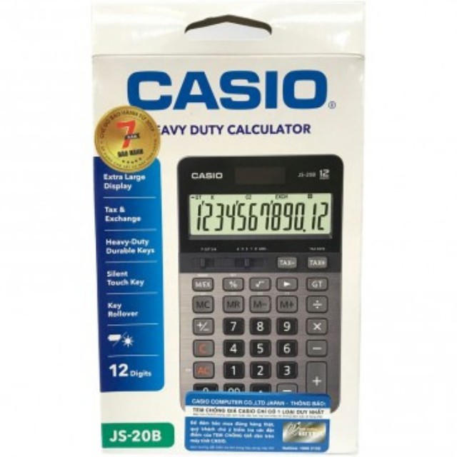 Máy Tính Để Bàn Casio JS-20B Bitex- Màn Hình Lớn Hiển Thị Tới 12 Chữ Số,  Phím Bằng Nhựa Dẻo,Có Trang Bị Bộ Nhớ Đệm