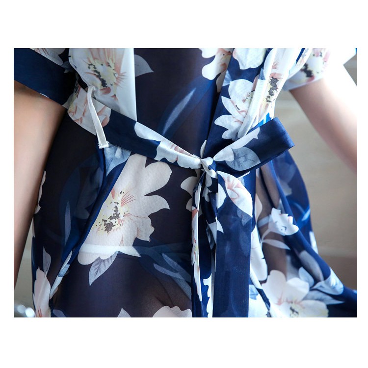 [Mã FAMARAL2 giảm 10K đơn 50K] Áo Choàng Ngủ Hoa Xanh Cao Cấp Ms5033