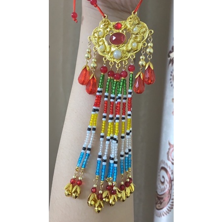 Dây đeo khoá trường mệnh song long tua ngũ sắc/ Phụ kiện Việt Phục/ Phụ kiện cổ trang/ Kim khánh