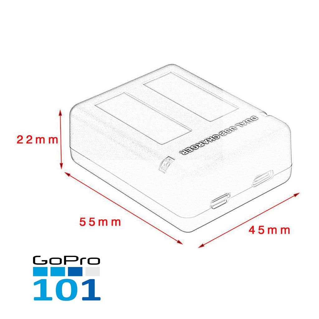 Dock sạc 2 pin gopro 5 OEM gopro 5 6 7 8 - Dual Charger Gopro Hero 5 - Gopro101- inoxnamkim