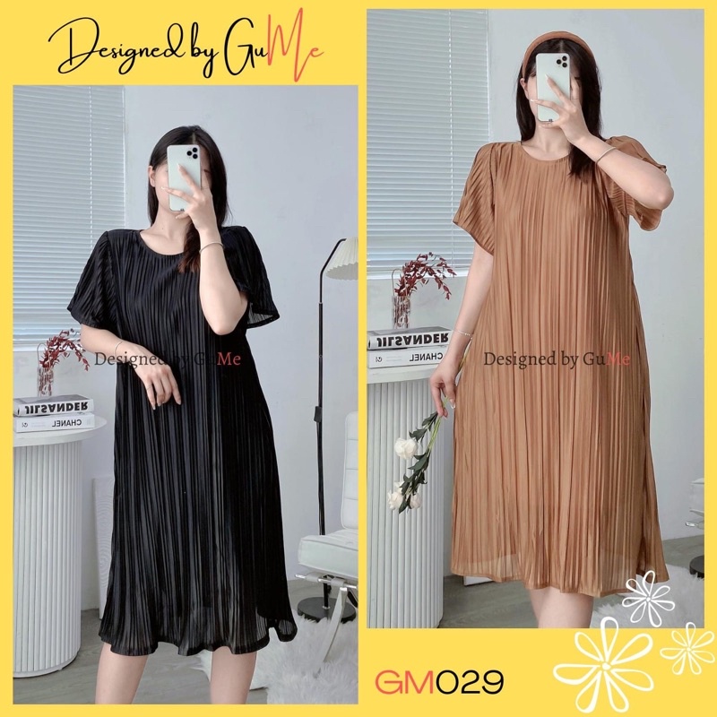 váy dập ly cao cấp dáng suông Chất chifon hai lớp Mềm, Thấm Mồ Hôi Tốt,size đến 80Kg