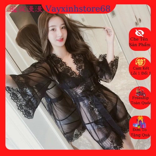 Áo Choàng Xuyên Thấu + Bộ Đồ Lót Quyến Rũ  Ngọt Ngào 1061 Sexy 💫💫💫