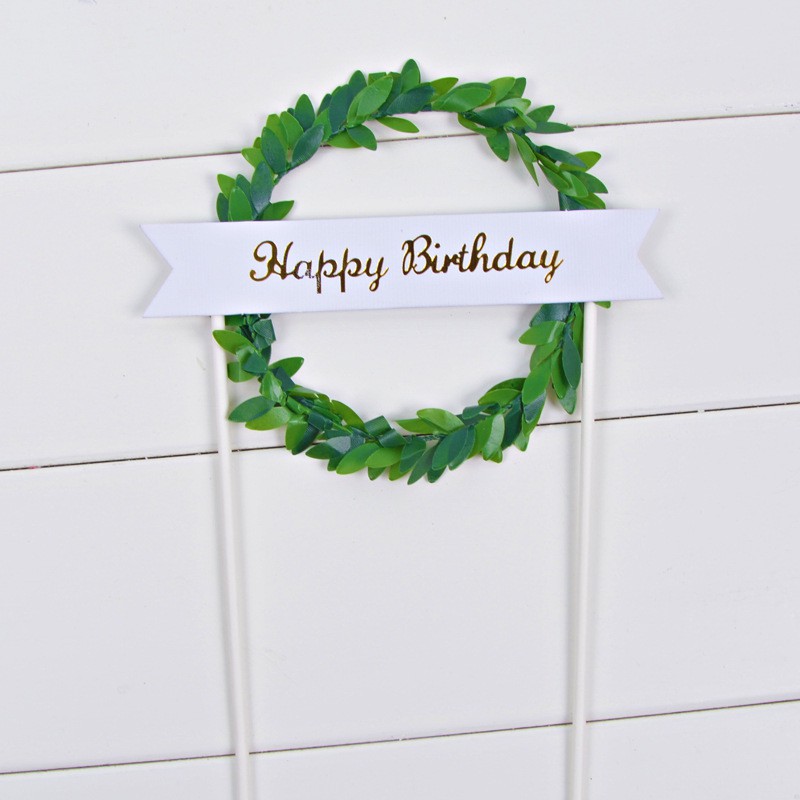 Vòng Lá Xanh Nhân Tạo Trang Trí Bánh Kem Sinh Nhật
