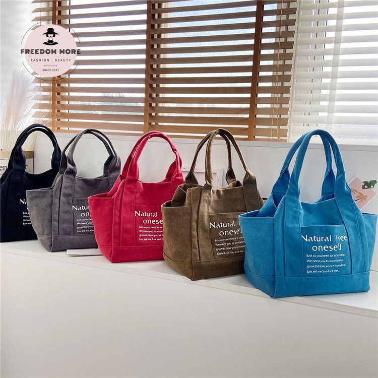 Túi Xách Đeo Vai Bằng Vải Bạt In Chữ Thời Trang Mới 2022