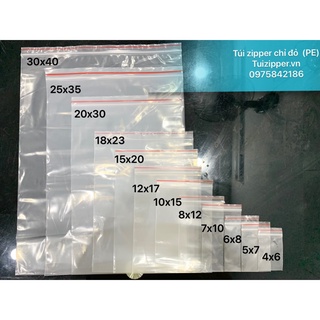 Túi Zip Chỉ Đỏ, Zipper Đựng Thực Phẩm- Chất Liệu PE An Toàn - Độ dày 6.5 zdem - (1KG)