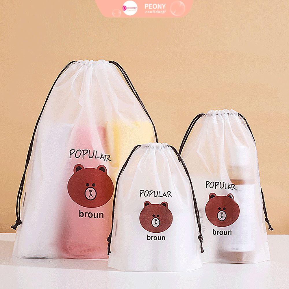 ❈Hoa Mẫu Đơn❈ Set 1/3 Túi Đựng Đồ Du Lịch Trong Suốt Chống Thấm Nước Họa Tiết Kỳ Lân