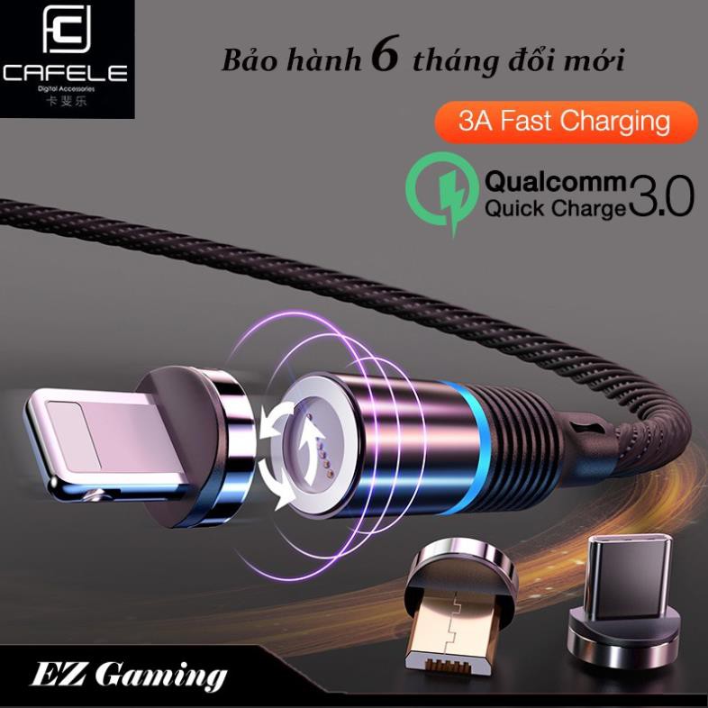 🍀HÀNG XỊN🍀 Cáp sạc nam châm  CAFELE thế hệ mới 2019,lực hút siêu mạnh, sạc nhanh QC 3.0 micro USB, Iphone, USB Type C.