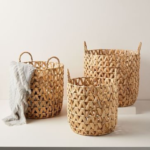 Sọt Lục Bình Đan Dạng Lưới Xinh Xắn Dễ Thương D39 * H40 cm Phong Cách Vinatge Handmade