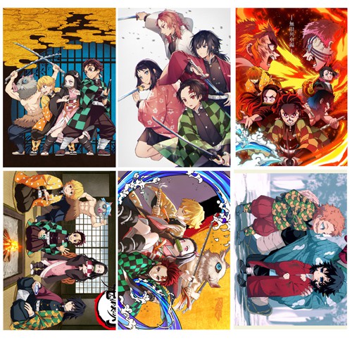 Poster nhân vật anime Kimetsu no Yaiba (combo 1 set 4 tấm)