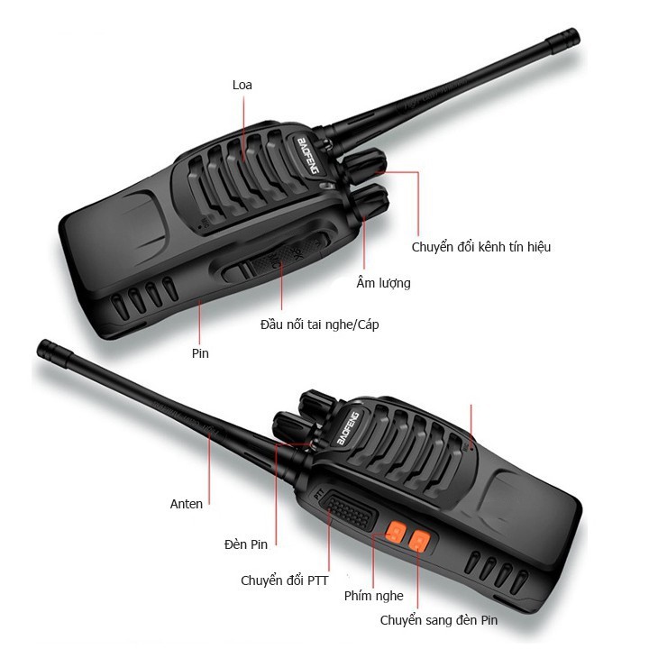Bộ Đàm Baofeng BF-888S Khoảng Cách Từ 3Km đến 5Km, 16 Kênh, Chất Lượng Âm Thanh Chuẩn - Bảo Hành 12 Tháng