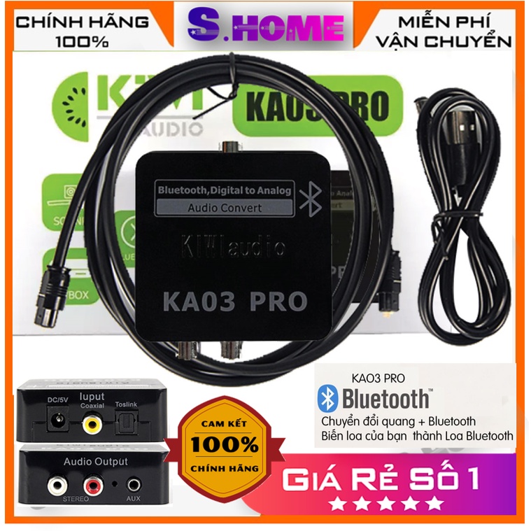 Bộ Chuyển Quang Bluetooth Kiwi KA03 Pro chuyển quang ,Opxical , bluetooth sang AV, Jack 3.5 - hàng chính hãng