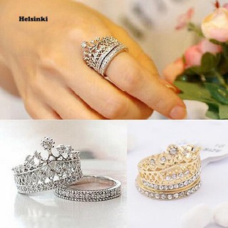 Bộ 2 nhẫn hình vương miện đính đá xinh xắn cho nữ