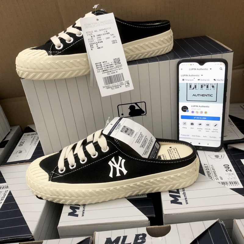 Giày đạp gót Mule MLB màu Đen (ẢNH, VIDEO THẬT CỦA SHOP)