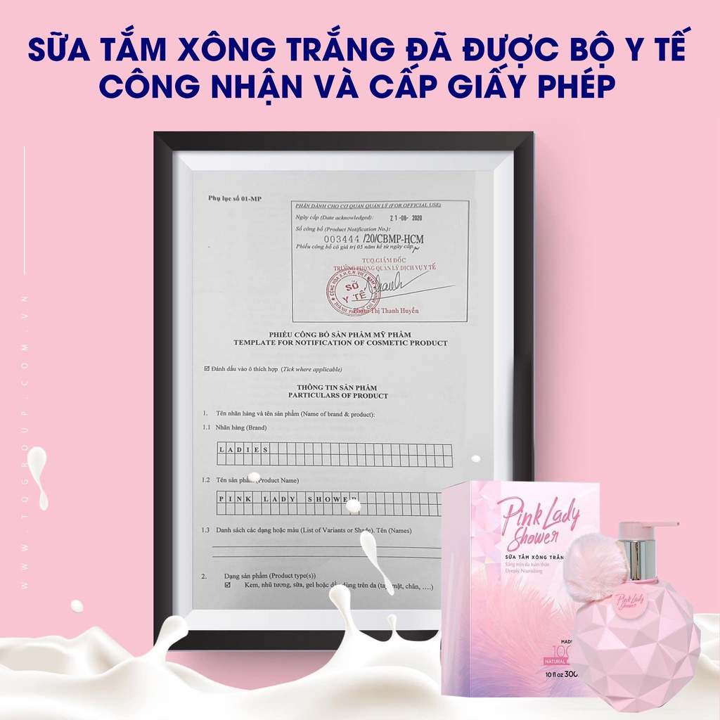 Sữa tắm xông trắng hương nước hoa Pink Lady Shower, dưỡng trắng da toàn thân mịn màng, Acosmetics 300ml, tặng bông tắm | BigBuy360 - bigbuy360.vn