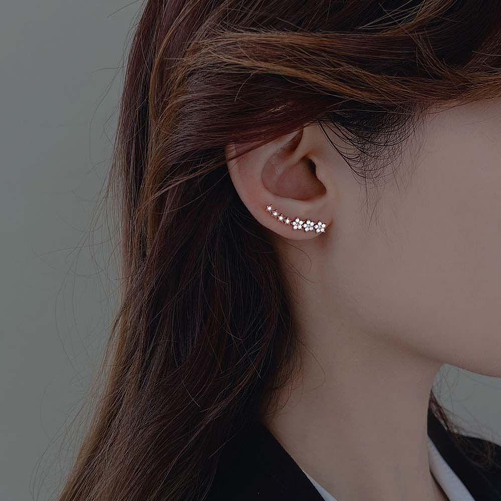 QQMALL Hoa Tai Hình Bông Hoa Đính Đá Thời Trang Dành Cho Nữ