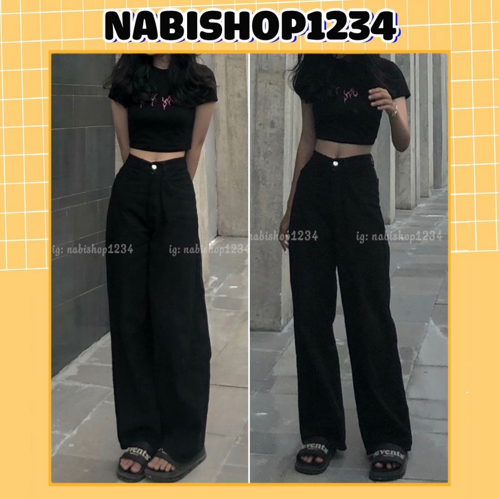 Quần Ống Rộng Suông Nữ Lưng Cao Vải Jeans Mã 3167 - Nabishop1234 (ẢNH THẬT) | WebRaoVat - webraovat.net.vn