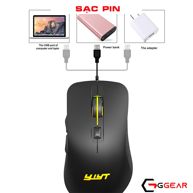 Chuột máy tính gaming bluetooth không dây wireless 2.4G Ggear MG865 chế độ kép 2400dpi cho macbook ipad smartphone