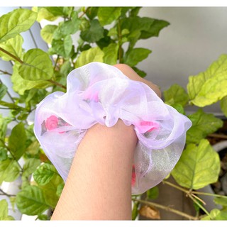 Cột tóc scrunchies mix pompom