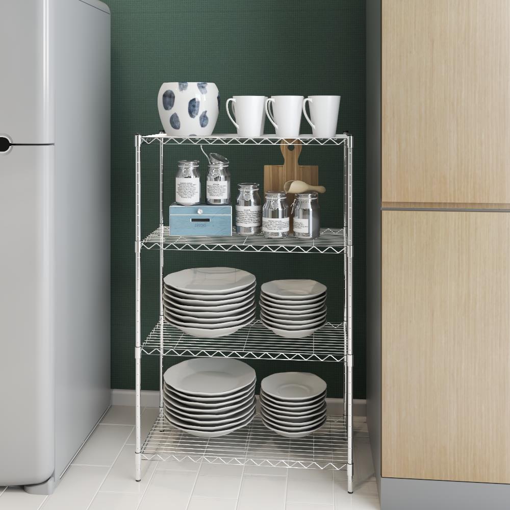 HomeBase STACKO Kệ 4 tầng bằng thép BAZE W60xH97.5xD30cm màu trắng bạc