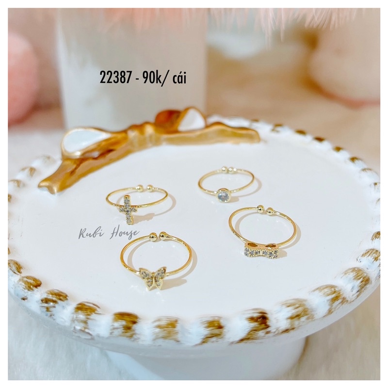 Nhẫn midi ring/ nhẫn đeo ngón út vàng mảnh free size, mã 22387