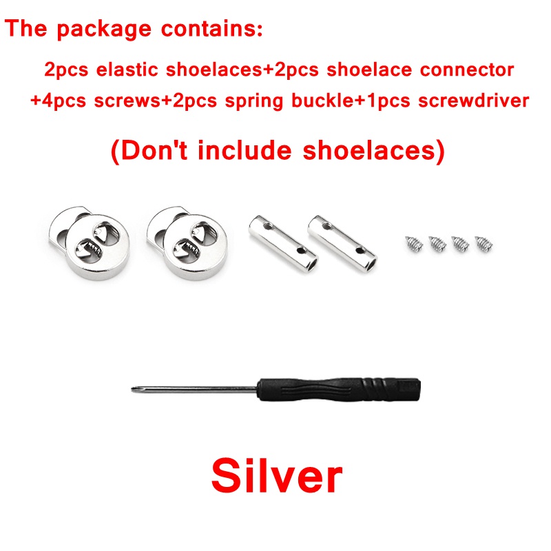 1 Cặp Dây Giày Co Giãn Có Khóa Kim Loại Không Cần Buộc Dùng Cho Người Lớn Và Trẻ Em