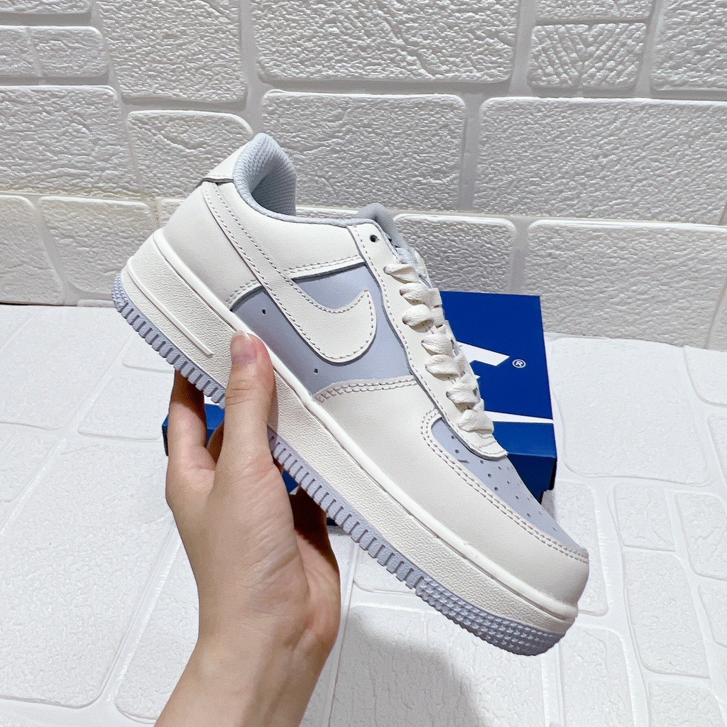 Giày nữ  AF1 màu Khoai Môn cao cấp, giày sneaker AF1 trắng phối màu Khoai Môn xanh kem dành cho nam nữ full bill box