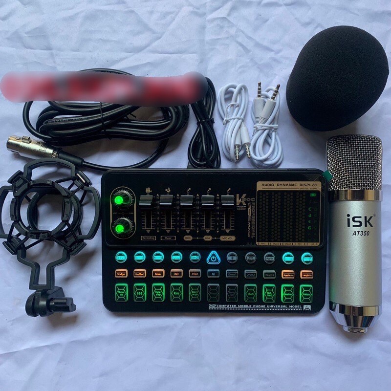 Combo Bộ Mic Hát Thu âm livestream Sound Card K500- Mới nhất có auto + Micro ISK AT350 dây lives