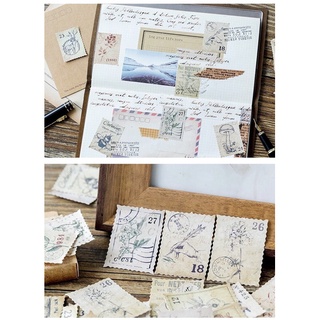 Set 46 sticker vintage tem thư trang trí (003)