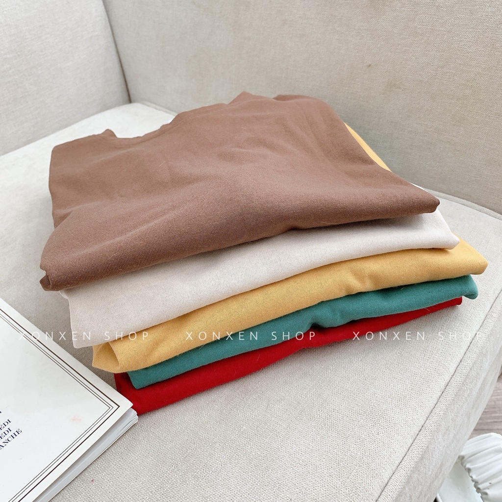 ÁO THUN NỮ XONXEN SHOP, áo thun trơn phom rộng dễ thương chất cotton dày dặn freesize mã 3001