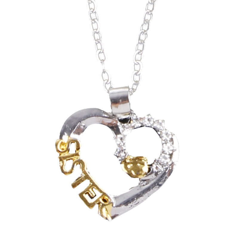 Vòng cổ Mặt Kim Loại Khắc Chữ Sister Đính Đá Thời Trang