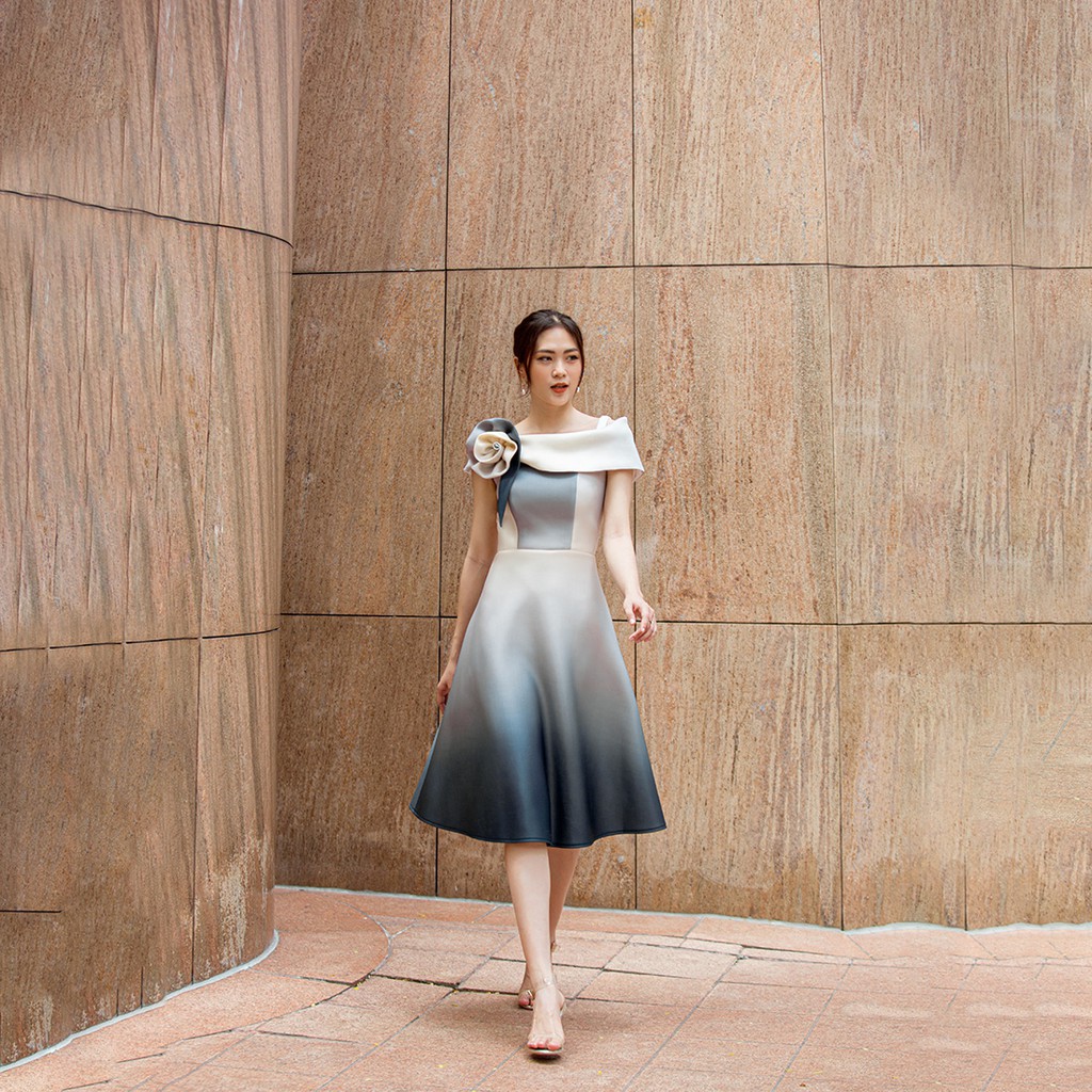 Đầm nữ dự tiệc dạng xòe thiết kế thời trang Eden bẹt vai cúp ngực sang trọng quyễn rũ nổi bật - D425 | BigBuy360 - bigbuy360.vn