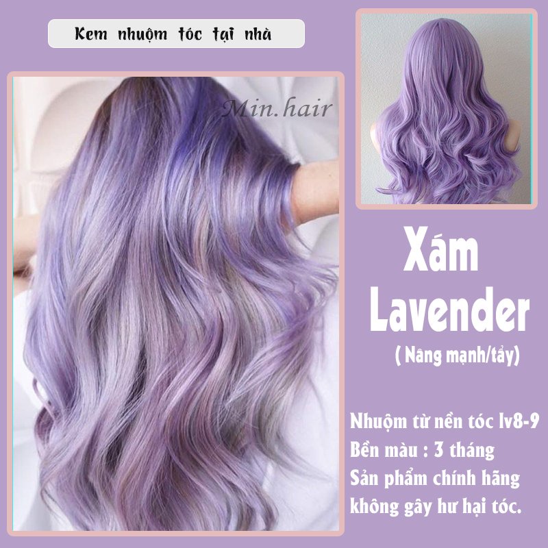 thuốc nhuộm tóc màu xám lavender, tặng kèm oxy trợ dưỡng và bao tay