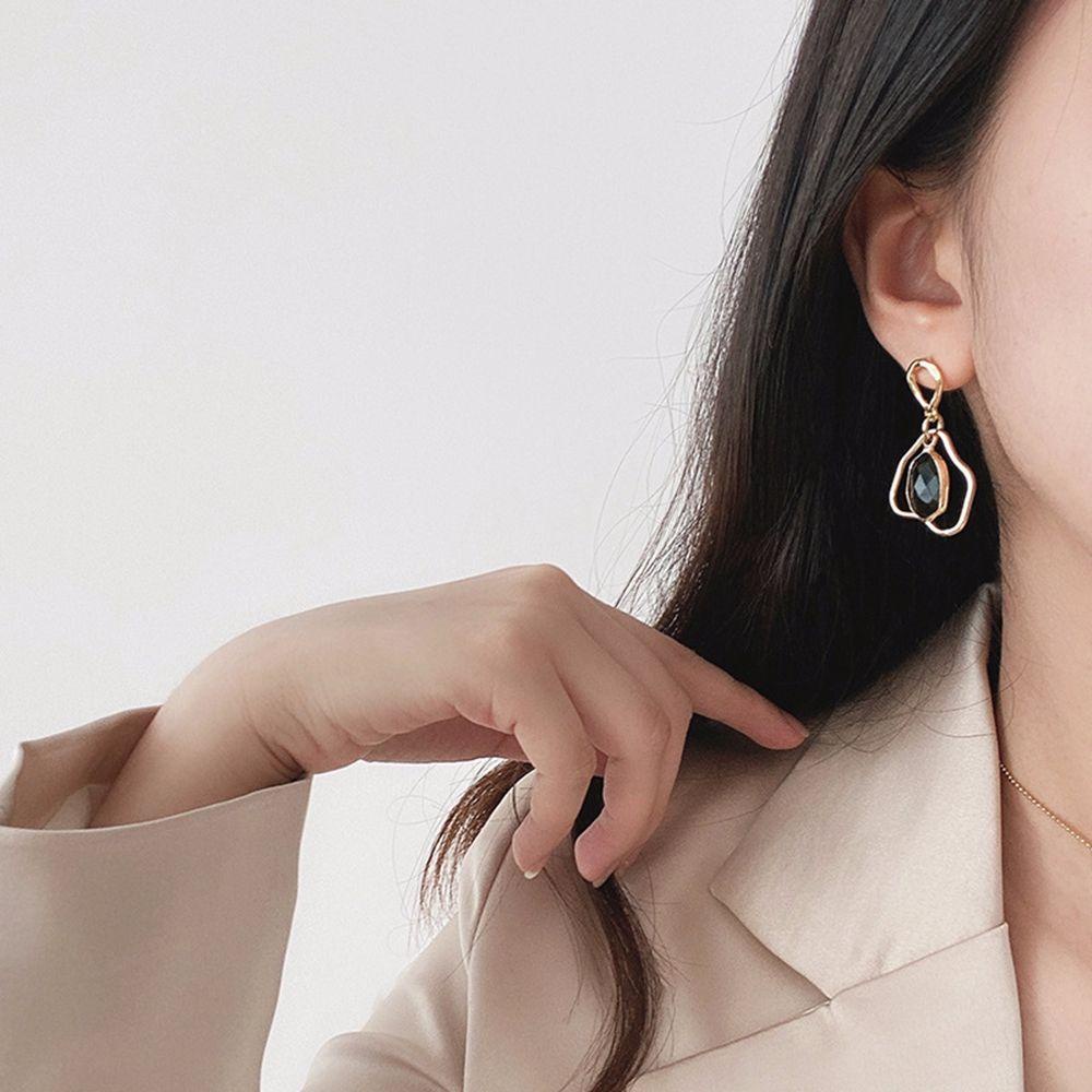 JARRED Bông Tai Hợp Kim Dáng Dài Kiểu Hình Học Đơn Giản Phong Cách Hàn Quốc