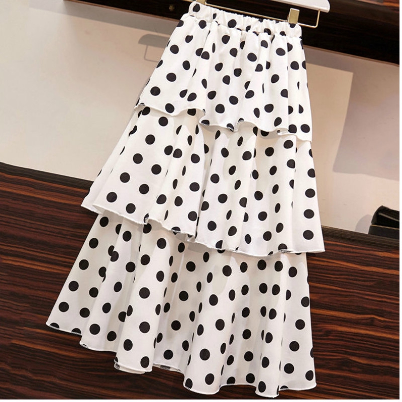 Chân Váy Lưng Cao Họa Tiết Chấm Bi Xinh Xắn Cho Nữ | BigBuy360 - bigbuy360.vn