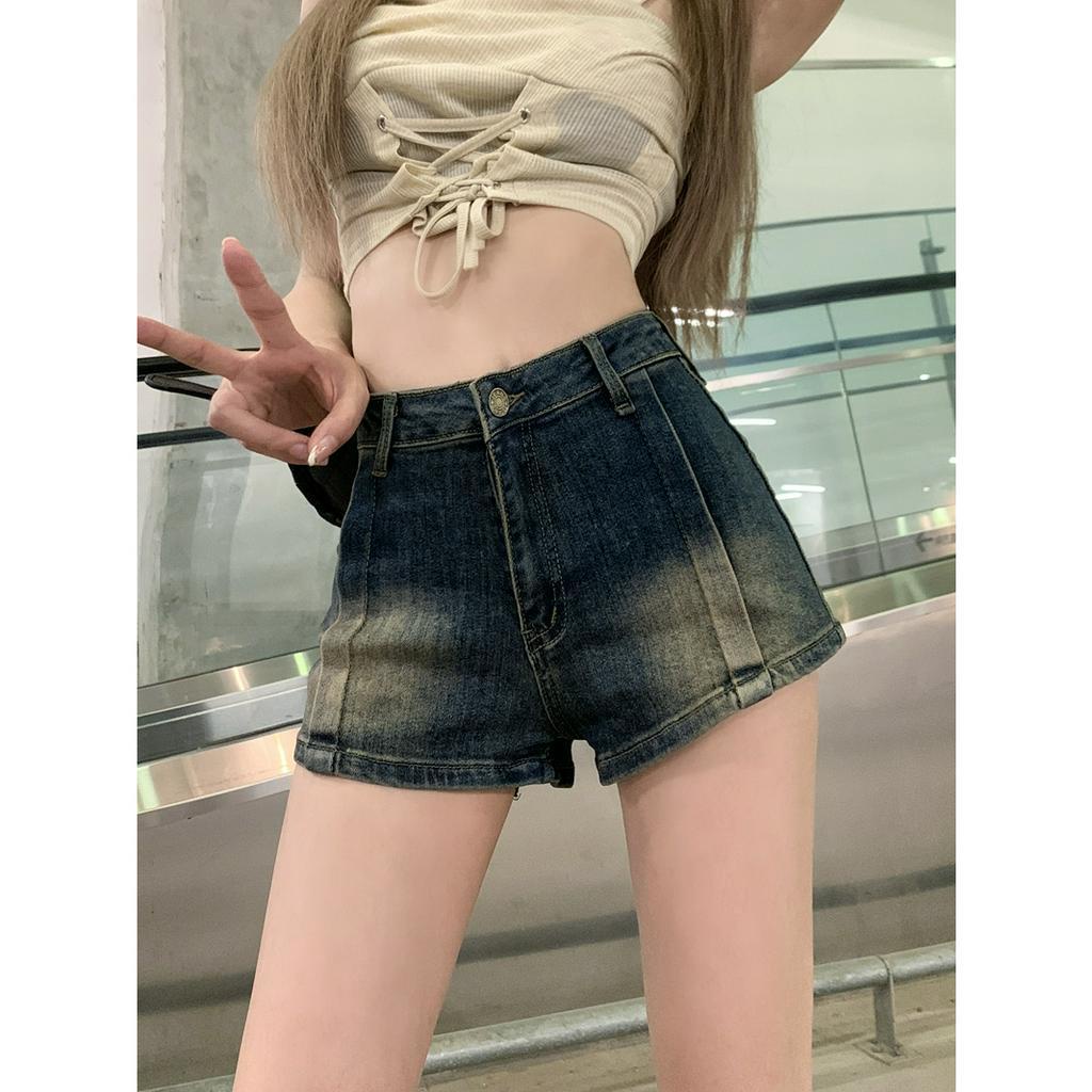 Quần Short Denim Lưng Cao Phong Cách Mỹ Thời Trang Mùa Hè Quyến Rũ Cho Nữ