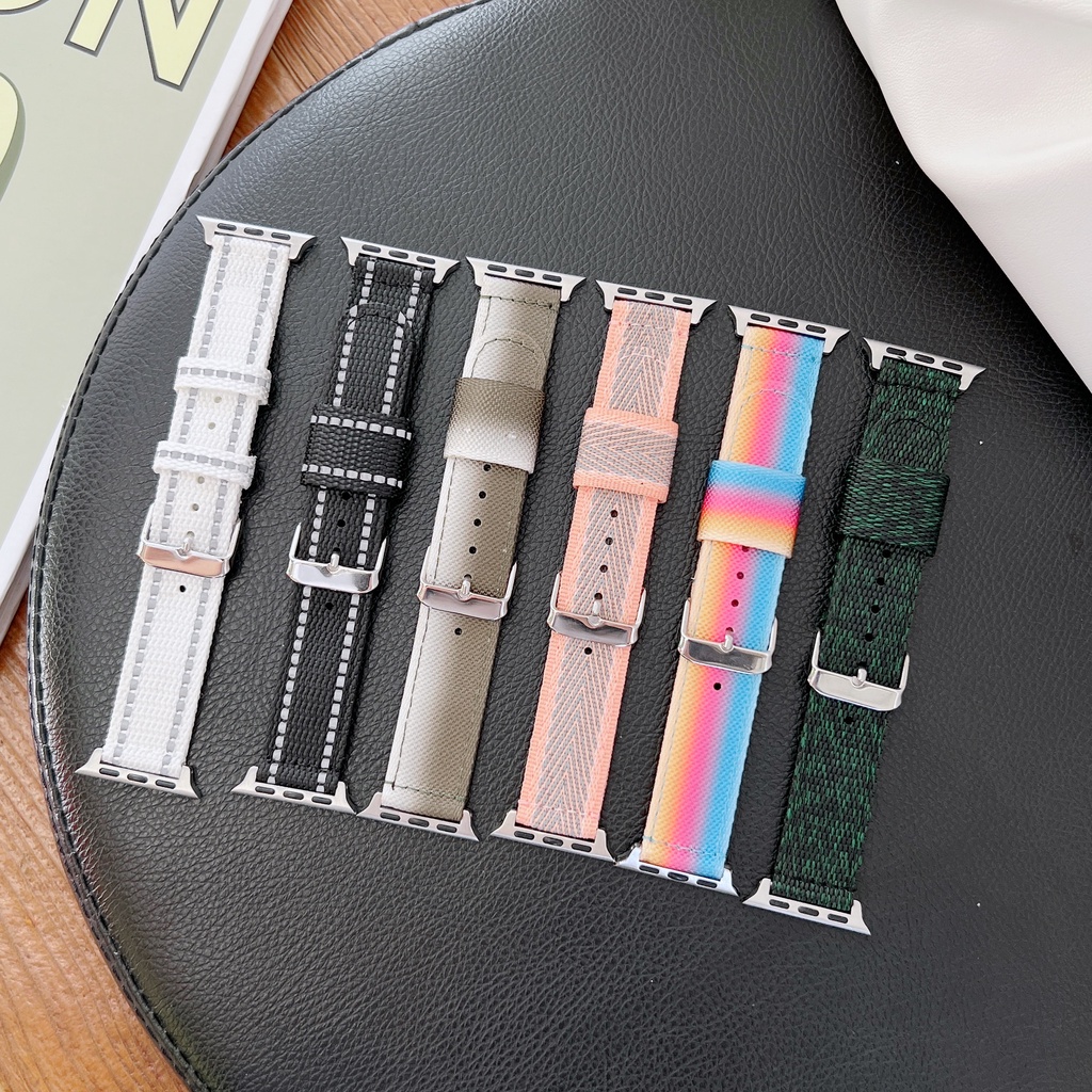 Dây Đeo Vải Canvas Màu Dạ Quang Cho Đồng Hồ Thông Minh iWatch 38mm 40mm 41mm 42mm 44mm 45mm 8 7 6 SE 5 4 3 2 1