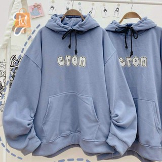 Áo hoodie, áo khoác nỉ tay phồng nhúng in chữ ERON có nón 2 lớp siêu đẹp