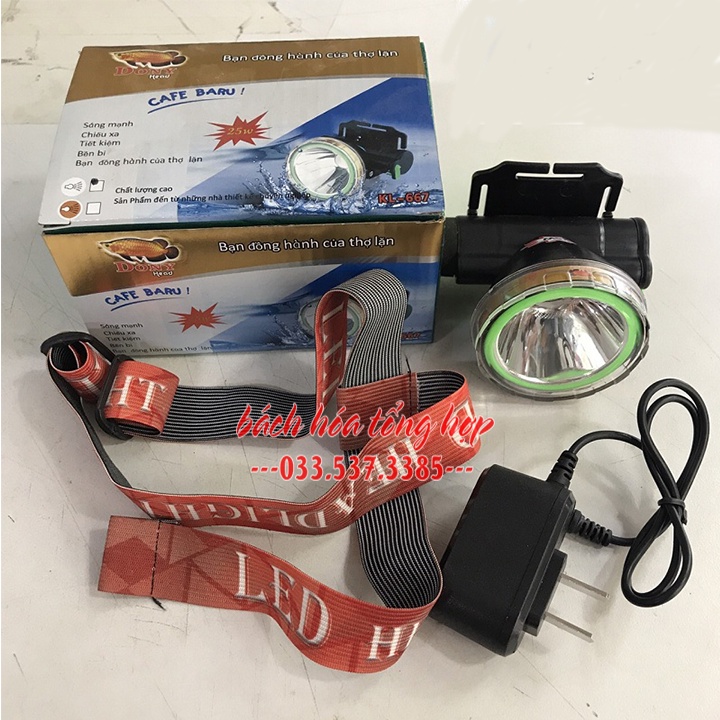 Đèn led đội đầu siêu sáng, đèn pin siêu sáng mini KL 667 pin siêu bền