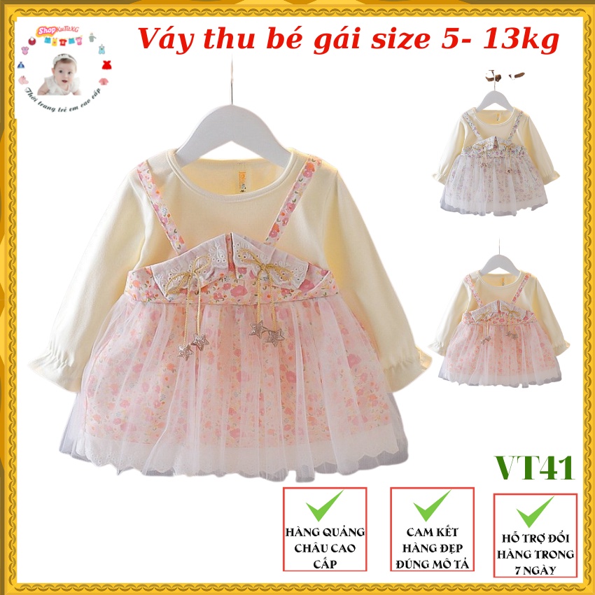 Váy thu đông nhí bé gái Váy giả yếm hoa nhí dành cho bé gái 0-3 tuổi SV41