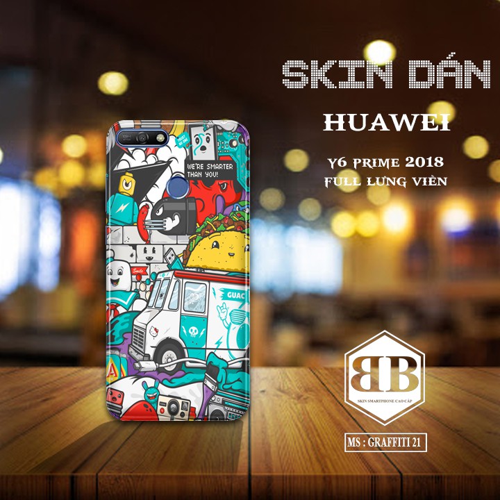 Bộ Skin Dán 3M Huawei Y6 Prime 2018 dán full lưng viền dùng thay ốp lưng điện thoại đẹp-lạ