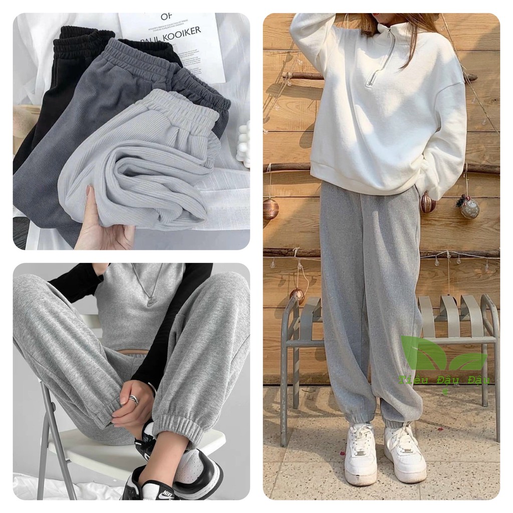 Quần Jogger Nữ Len Tăm dày ấm mùa đông Kiểu dáng trẻ trung năng động, cực dễ phối đồ