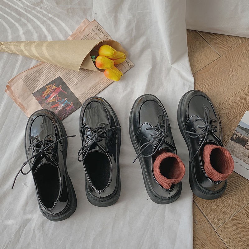 (ORDER) Giày ulzzang đế cao da bóng buộc dây | BigBuy360 - bigbuy360.vn