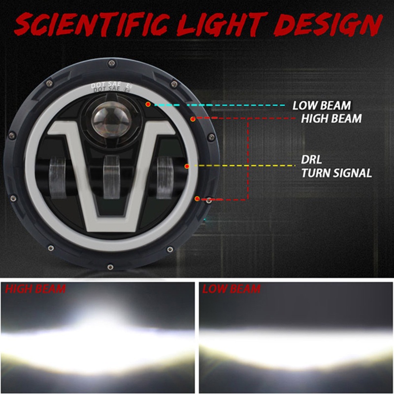 Đèn Pha LED 7Inch Màu RGB Halo Chuyên Dụng Cho Wrang