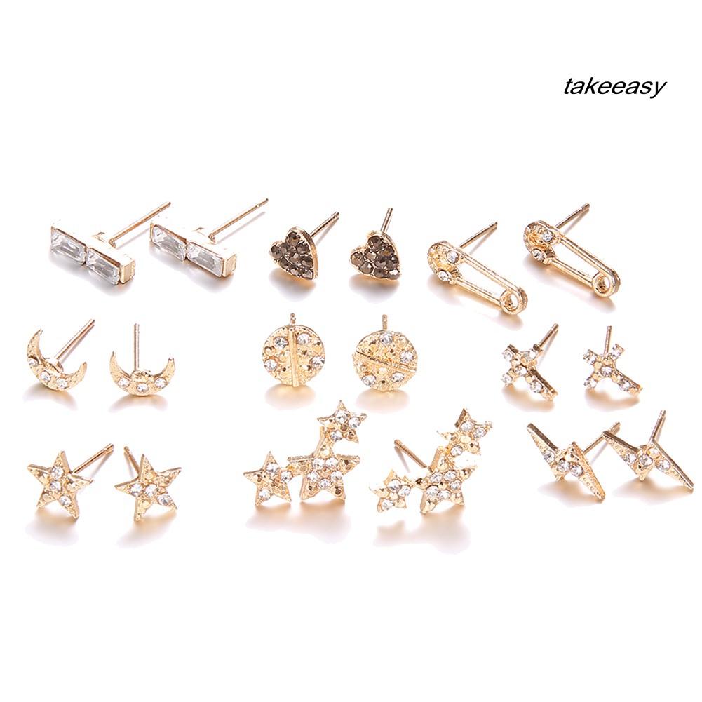 [Hàng Có Sẵn] Set 9 Cặp Bông Tai Nhiều Kiểu Dáng Cho Nữ