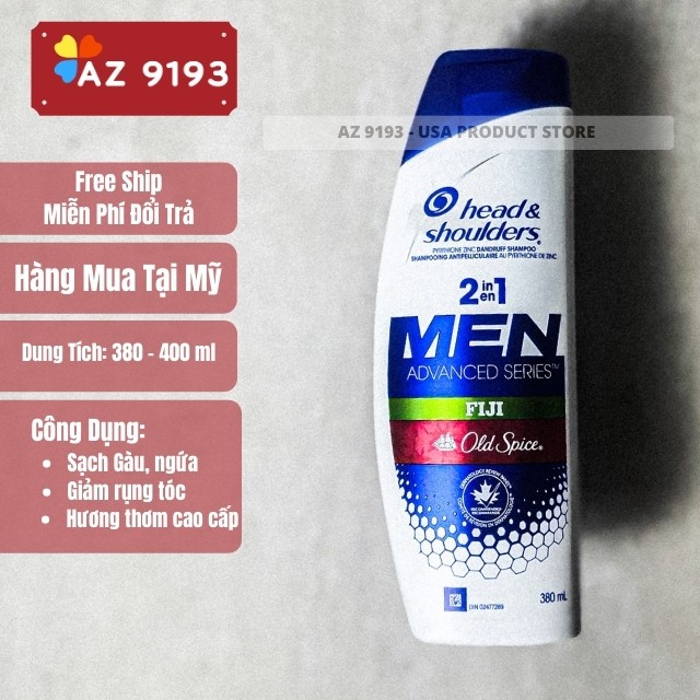 Dầu gội Head Shoulder Mỹ, 400ml - Loại Bỏ và Ngăn Ngừa Gàu, Giảm Gãy Rụng, Sạch Da Đầu - Az 9193